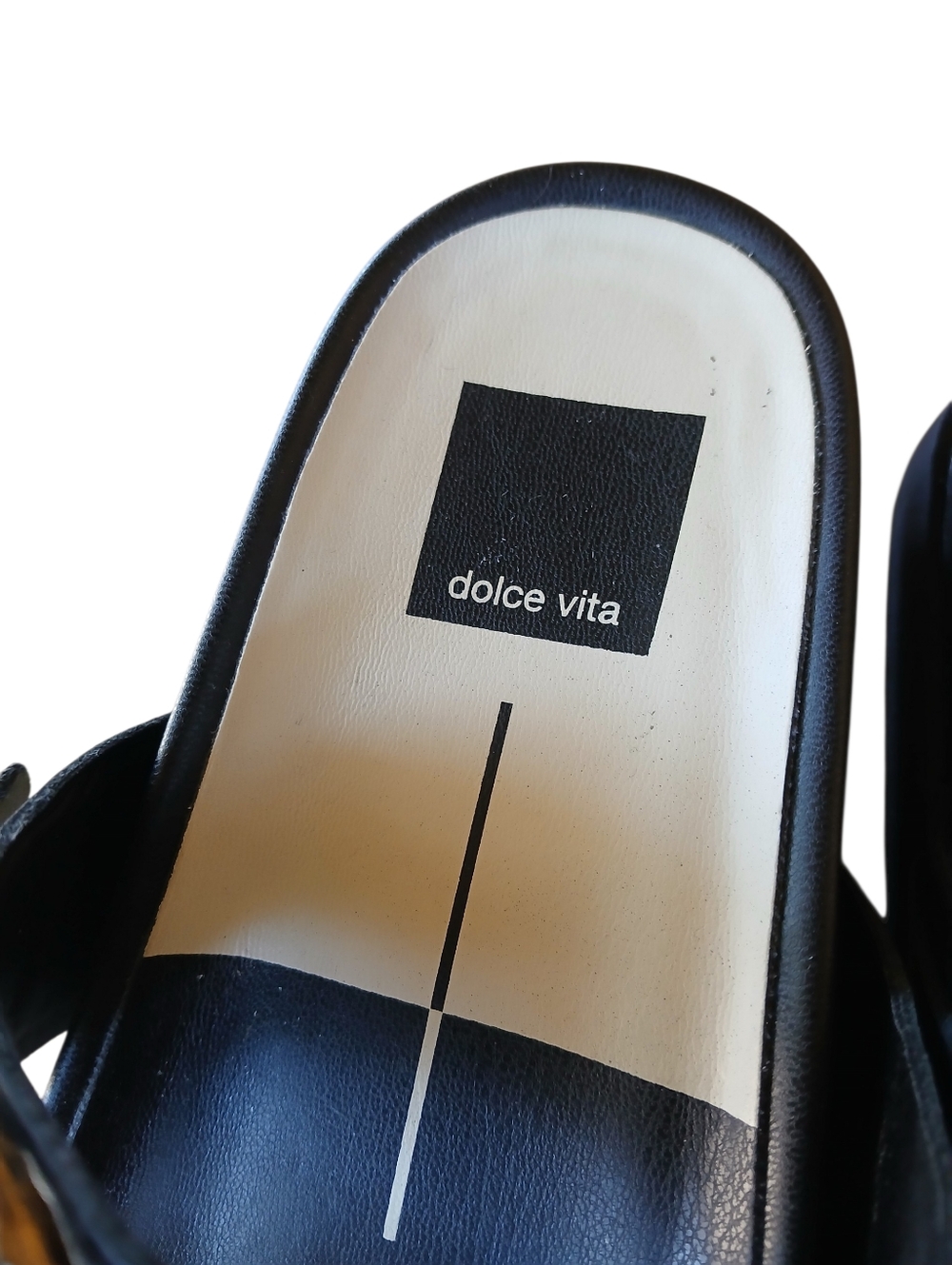 DOLCE VITA Black Double-Strap Slide Sandals with Gold Buckles EUC! - Picture 2 of 10